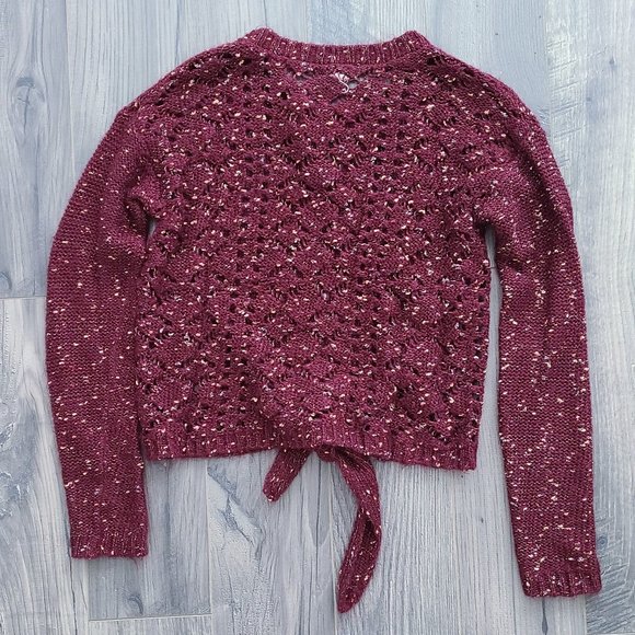 Burgandy and Gold Shimmer Crochet Soft Sweater XS - Picture 4 of 5